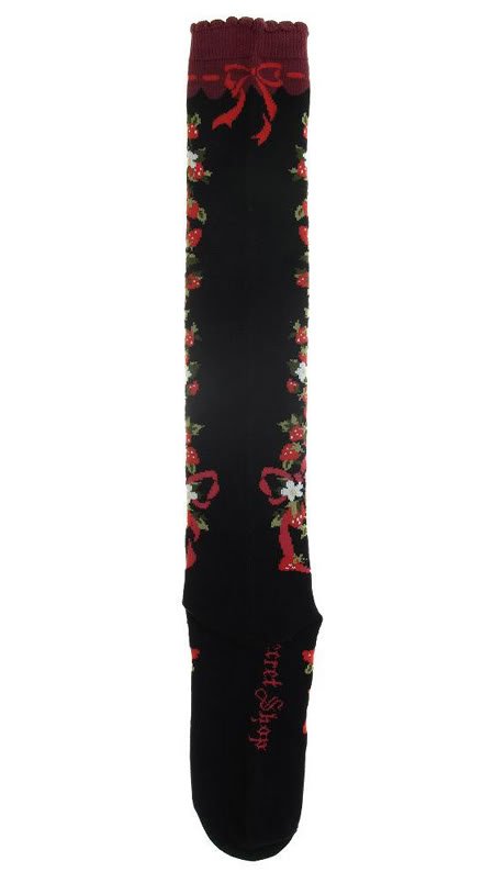 Secret Shop Lolita Bow Strawberry Knee Socks